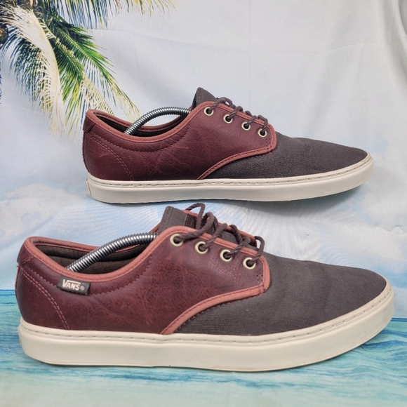 Vans Ludlow Military Grey Brown Leather Low Top Sneakers Shoes Mens 9 - Picture 2 of 10